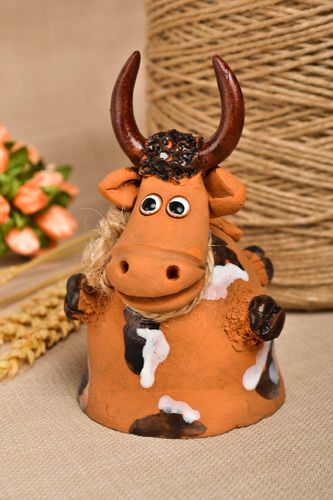 Cloche sonnette Déco maison fait main céramique vache Suspension décorative - MADEheart.com