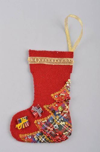 Calcetín de Navidad artesanal elemento decorativo  bota navideña rojo pequeño - MADEheart.com