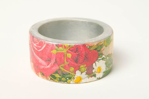 Rosa blumiges Modeschmuck Armband handmade Holz Schmuck Frauen Accessoire  - MADEheart.com