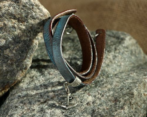 Bracelet en cuir fait main en 3 tours - MADEheart.com
