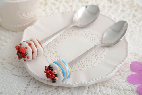 Handmade sugar spoon stainless steel cutlery set of 2 tea spoons gifts for kids - MADEheart.com