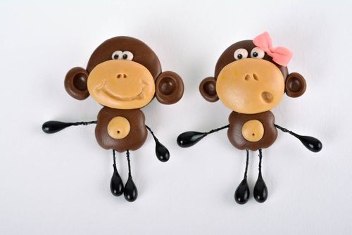 Spille scimmie fatte a mano di argilla polimerica accessori originali  - MADEheart.com
