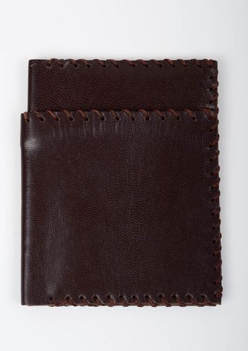 Кожаный кошелек портмоне прямоугольный коричневый красивый стильный хэнд мейд - MADEheart.com