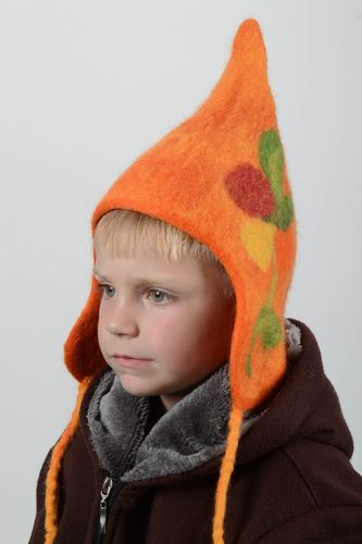 Шапка ручной работы зимняя шапка буденовка оранжевая детская шапка для мальчика - MADEheart.com