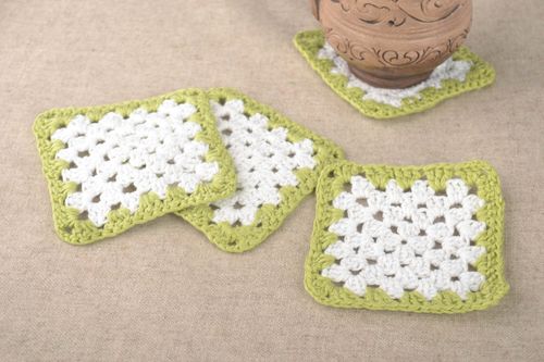 Beautiful handmade crochet coaster 4 hot pads home textiles decorative use only - MADEheart.com
