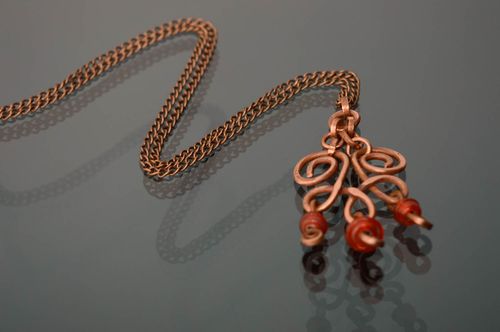 Handmade copper and lampwork glass pendant - MADEheart.com