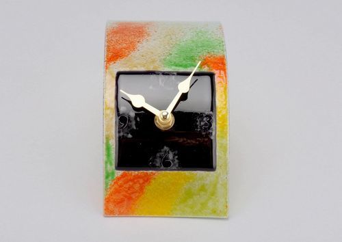 Reloj de mesa de vidrio “Cuadrado negro” - MADEheart.com
