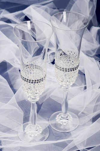 Handmade wedding glasses elegant wedding accessories 2 beautiful glasses - MADEheart.com