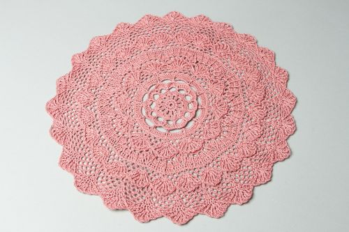 Tovagliolo a maglia rosato fatto a mano salvietta decorativa di cotone - MADEheart.com