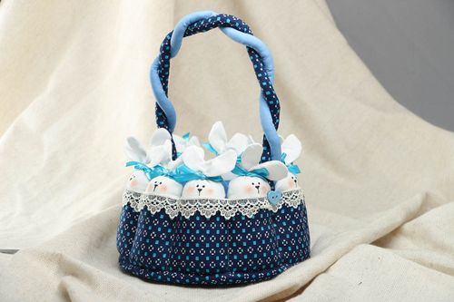 Fabric basket with rabbits - MADEheart.com