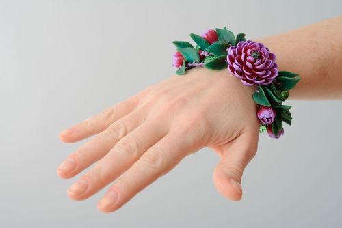 Bracelet en argile polymère floral original - MADEheart.com