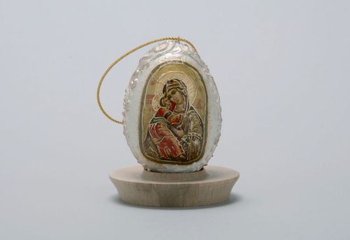 Colgante para interiores La Virgen y flor del paraíso en forma de huevo - MADEheart.com