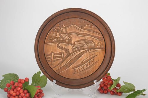 Wooden plate handmade gifts wood wall decor decorative plate wall hanging - MADEheart.com