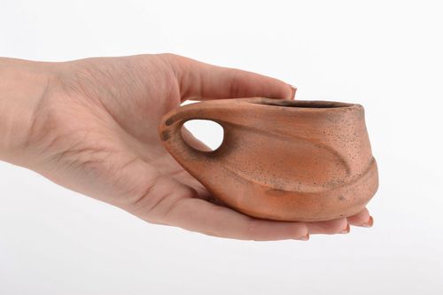 Clay art espresso coffee cup with handle and no pattern - MADEheart.com