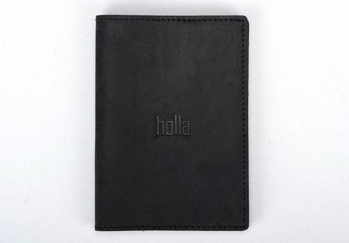 Leather passport cover black - MADEheart.com