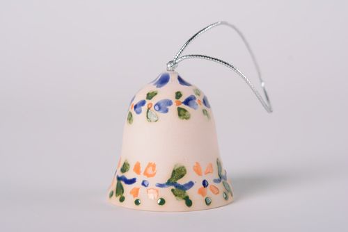 Маленький глиняный колокольчик с росписью майолика ручной работы подвеска - MADEheart.com