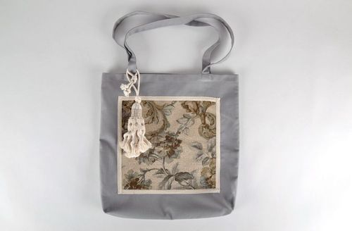 Grand sac de femme gris artisanal  - MADEheart.com