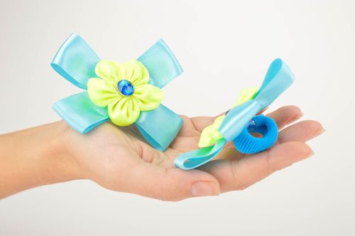 Handmade flower scrunchie 2 pieces designer hair accessories gifts for kids - MADEheart.com