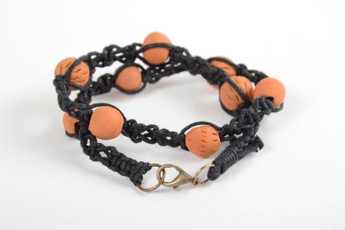 Stylish handmade ceramic bracelet woven bracelet with clay beads gifts fo her - MADEheart.com