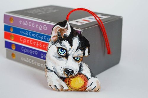 Aroma Kuscheltier Husky handmade aus Baumwolle mit Schlaufe für Interieur  - MADEheart.com