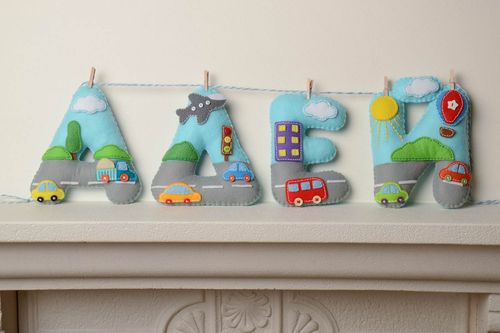 Handmade decorative wall hanging colorful soft letters for childs room  - MADEheart.com