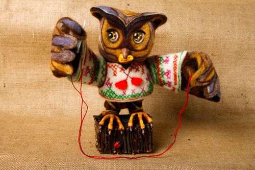 Juguete artesanal de lana muñeca de peluche regalo original para niño Lechuza - MADEheart.com