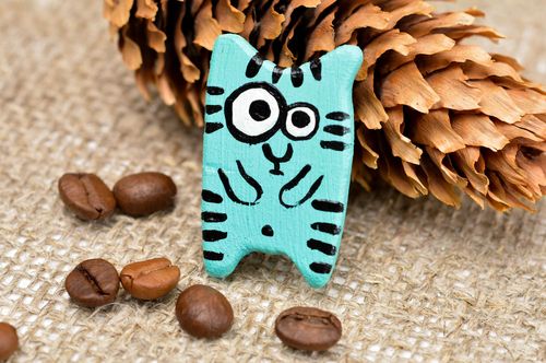 Cute handmade wooden brooch wood craft bright brooch jewelry small gifts - MADEheart.com