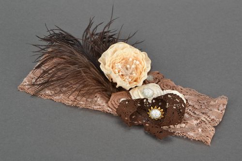 Fascia per testa fatta a mano di merletto con nastri di reps accessorio capelli - MADEheart.com