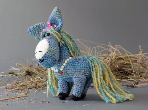 Soft toy  Blue horse  - MADEheart.com