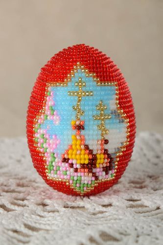 Oeuf de Pâques fait main Déco Pâques perles de rocaille Idee déco maison unique - MADEheart.com