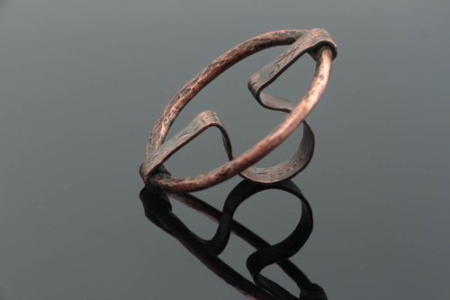 Handmade round top copper ring with galvanic coating unusual stylish beautiful - MADEheart.com