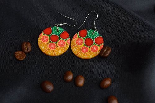 Designer plastic earrings handmade polymer clay earrings accessory for women - MADEheart.com