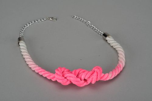Collier nœud marin blanc rose fait main - MADEheart.com