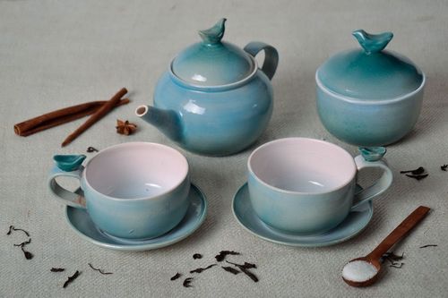 Clay tea set JUST sugar bowl and tea pot!!!) - MADEheart.com