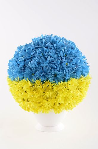 Bouquet de Fleurs artificielles fait main bleu-jaune en papier Déco maison - MADEheart.com
