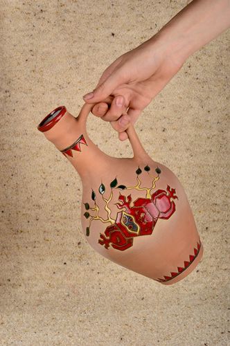 45 oz handmade ceramic wine carafe with hand-painted picture 1,7 lb - MADEheart.com