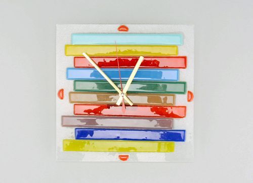 Horloge en verre Arc-en-ciel technique fusing - MADEheart.com