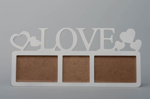Cornice per foto bianca di legno fatta a mano portaritratti di legno love 10*15 - MADEheart.com