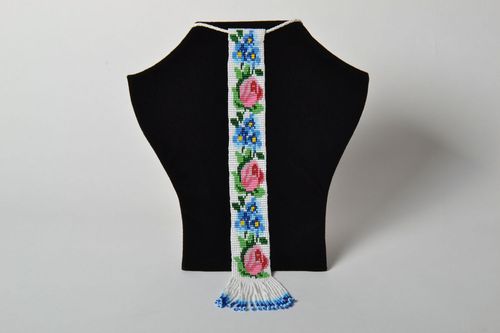 Collana a forma di cravatta fatta a mano bigiotteria con perline accessori donna - MADEheart.com