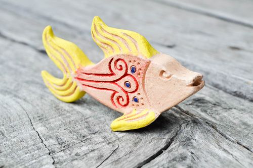 Свистулька из глины ручной работы керамическая свистулька глиняная игрушка рыбка - MADEheart.com