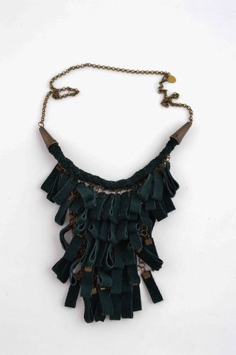 Collana di camoscio naturale fatta a mano originale di moda bigiotteria da donna - MADEheart.com