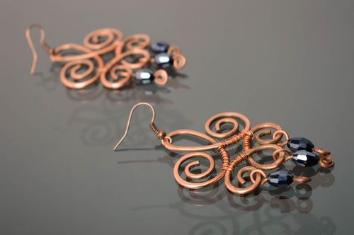 Massive Ohrringe aus Kupfer Wire Wrap Technik  - MADEheart.com