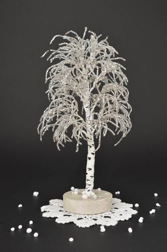 Beaded tree handmade beaded souvenir snowy birch table decoration unusual gift - MADEheart.com