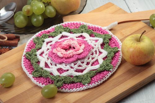 Beautiful handmade pot holder decorative crochet potholder kitchen accessories - MADEheart.com