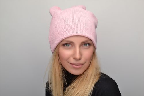 Pink crochet wool sock hat - MADEheart.com