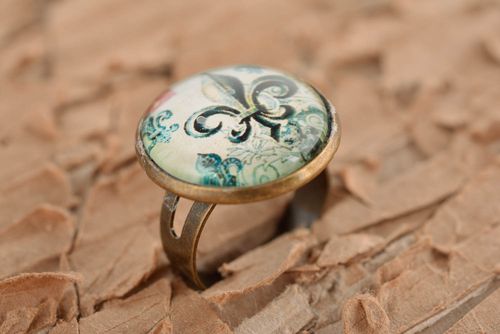 Beautiful handmade metal ring glass cabochon ring fashion trends gifts for her - MADEheart.com