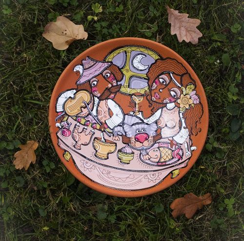 Decorative plate made of clay Festive dinner - MADEheart.com