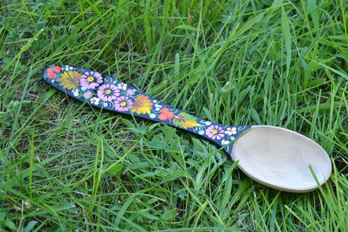 Cucchiaio di legno dipinto fatto a mano attrezzi da cucina stoviglie di legno  - MADEheart.com