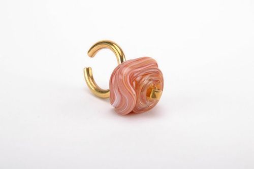 Перстень оранжевый из стекла и металла - MADEheart.com