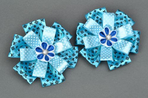 Set de gomas para el pelo con lazos de cintas Azul, 2 piezas - MADEheart.com